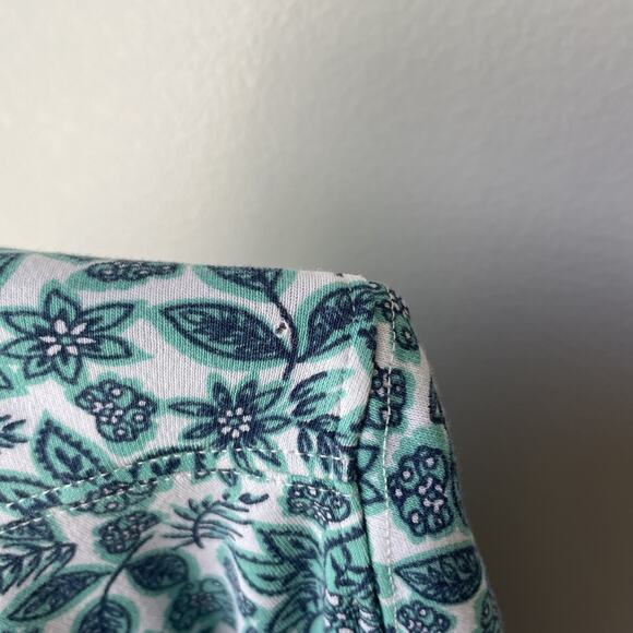 Lands End Turtleneck Blouse Womens Size Large Petite 14-16 Floral Blues - Picture 7 of 7